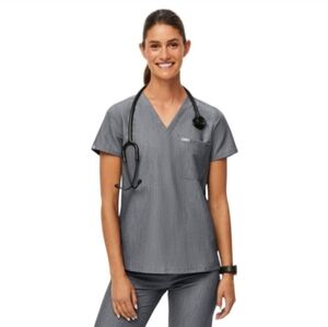 FIGS Women's Catarina One-Pocket Medical Scrub Top Size S Graphite Gray V-Neck‎